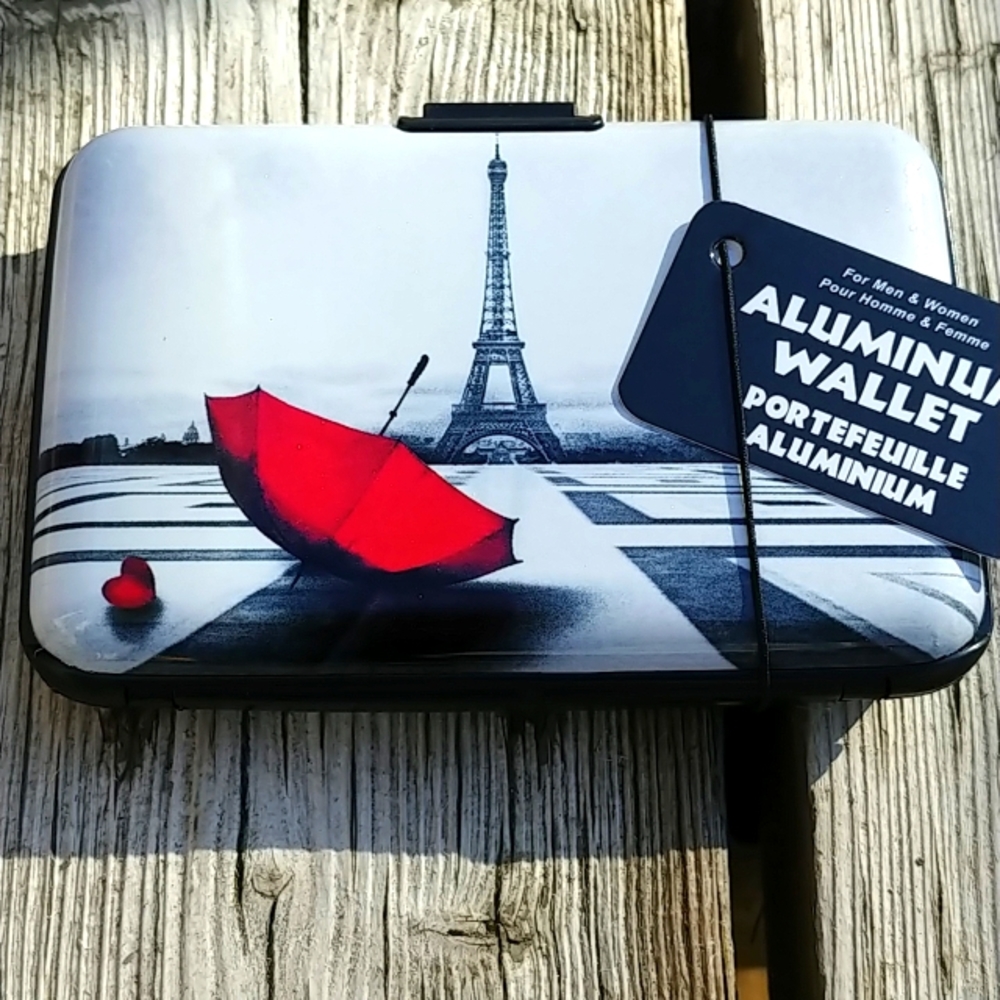 Eiffel tower Paris print metal card holder / wallet New